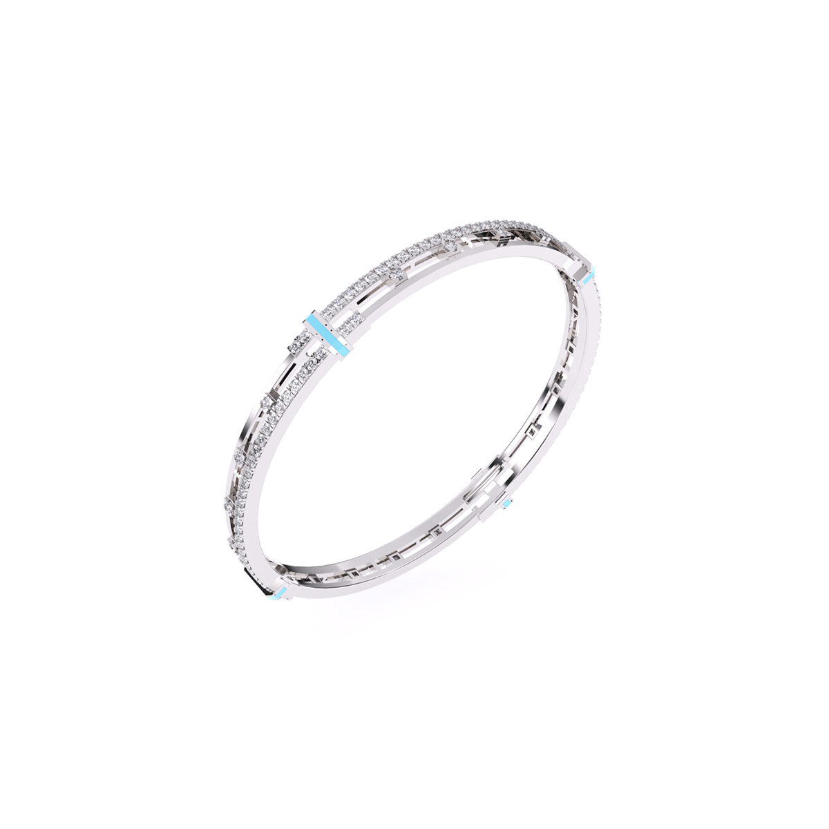 Stylish Round Diamond Two Row Bangle